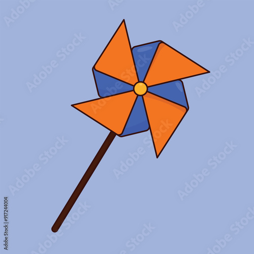 Colorful pinwheel vector icon. paper pinwheel toy origami vector icon.