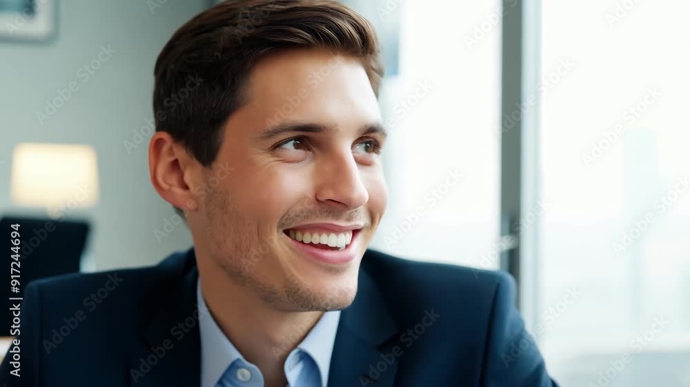 Man smiling in a professional office environment. 4k video Man smiling in a professional office environment. 4k video