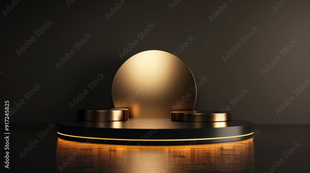 3D Black Gold Podium Background, Golden Product Line Stage, Dark Platform, Wave Performance, Luxury Black Podium Design, Golden Light Stage, Showcase, Presentation, Shining Objects 3D Black Gold Podium Background, Golden Product Line Stage, Dark Platform, Wave Performance, Luxury Black Podium Design, Golden Light Stage, Showcase, Presentation, Shining Objects