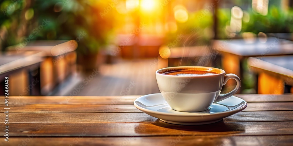 Steaming Cup of Coffee on Wooden Table, Cafe Ambiance, Sunlight, Morning Coffee, Coffee, Cafe, Drink Steaming Cup of Coffee on Wooden Table, Cafe Ambiance, Sunlight, Morning Coffee, Coffee, Cafe, Drink
