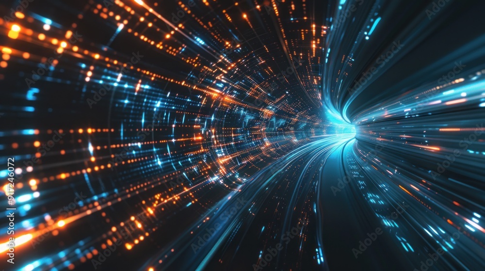 Fototapeta premium Digital Tunnel of Light and Data