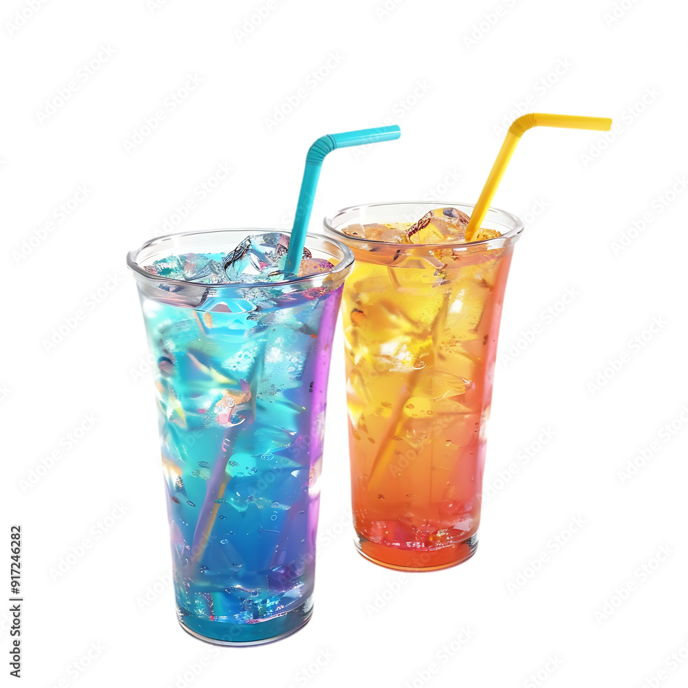 Assorted Sweet Drinks on Clear Background Assorted Sweet Drinks on Clear Background