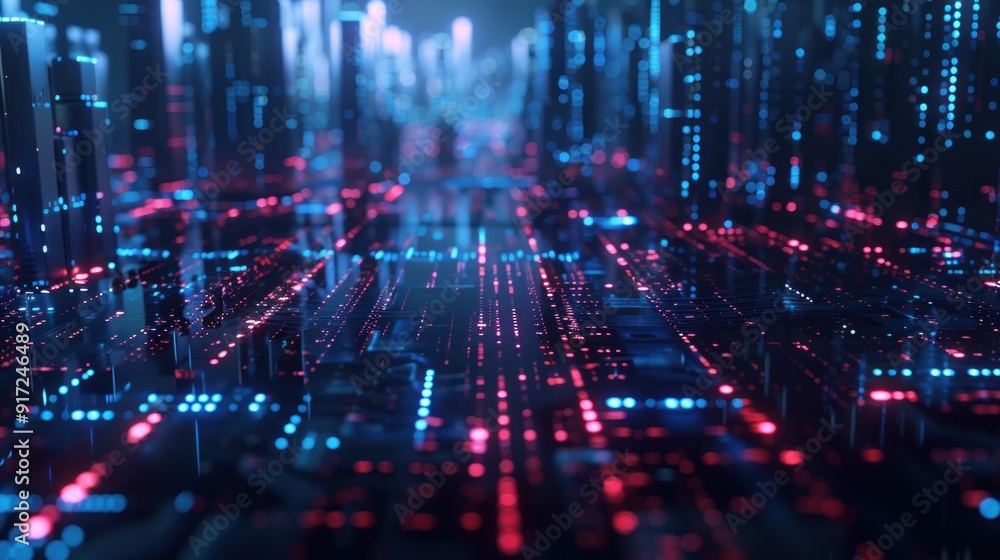 Obraz premium Abstract Cityscape of Neon Lights