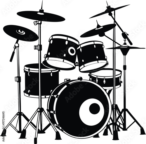 Music instrument drum line art coloring page design