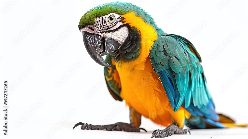 Fototapeta premium Beautiful parrot on white background