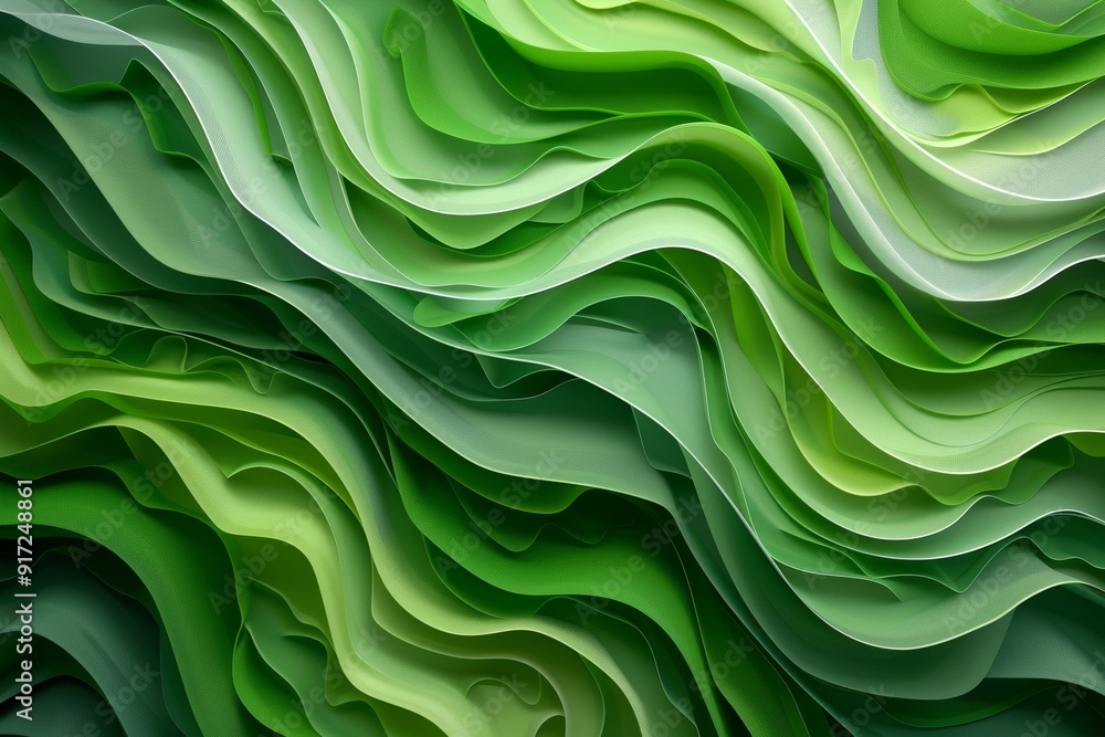 Obraz premium Abstract wavy background with varying shades of green color