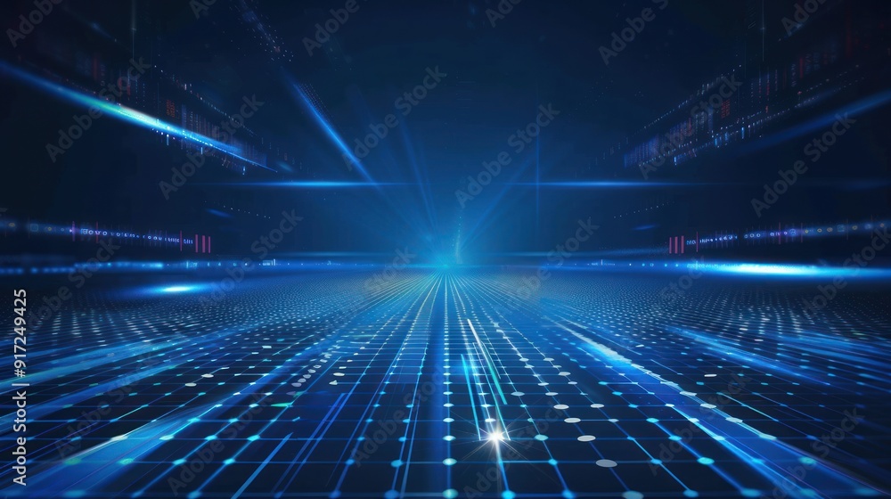 Abstract Digital Grid with Blue Glowing Lines Abstract Digital Grid with Blue Glowing Lines