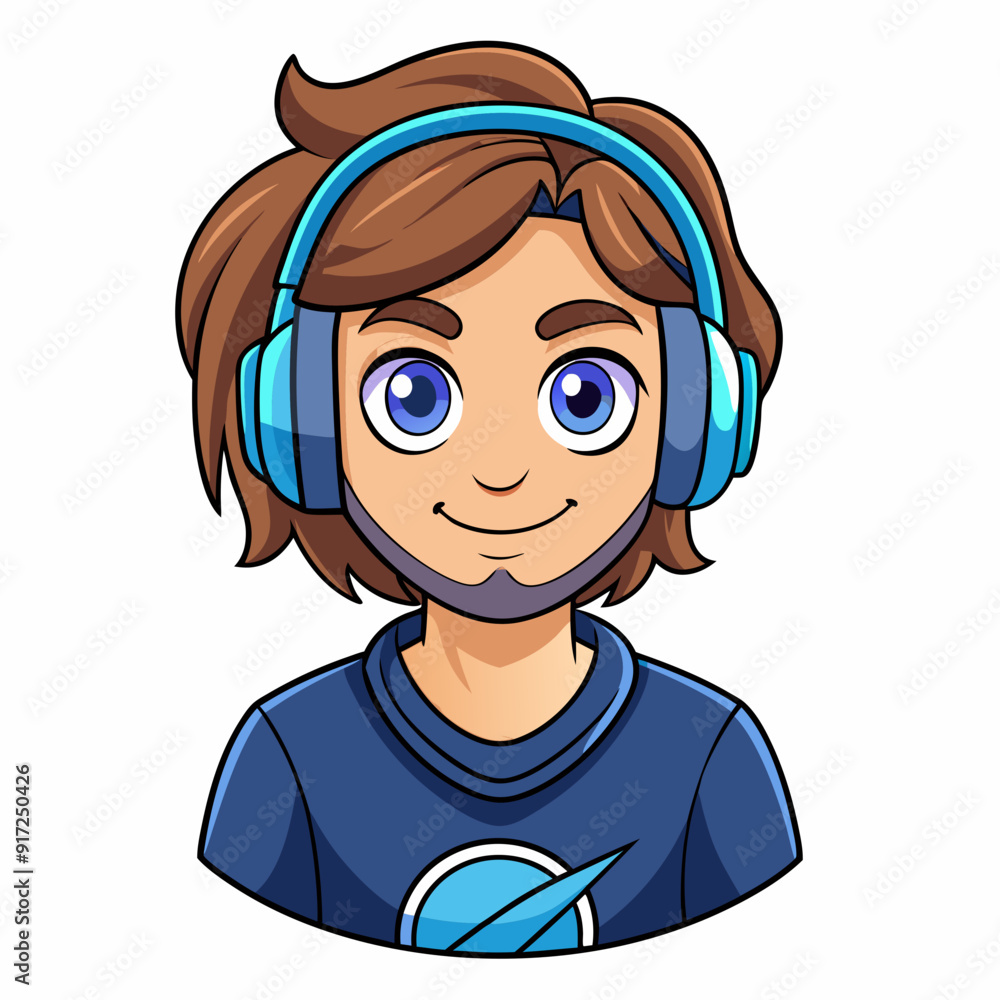 Obraz premium A male witching headphone art vector illustration