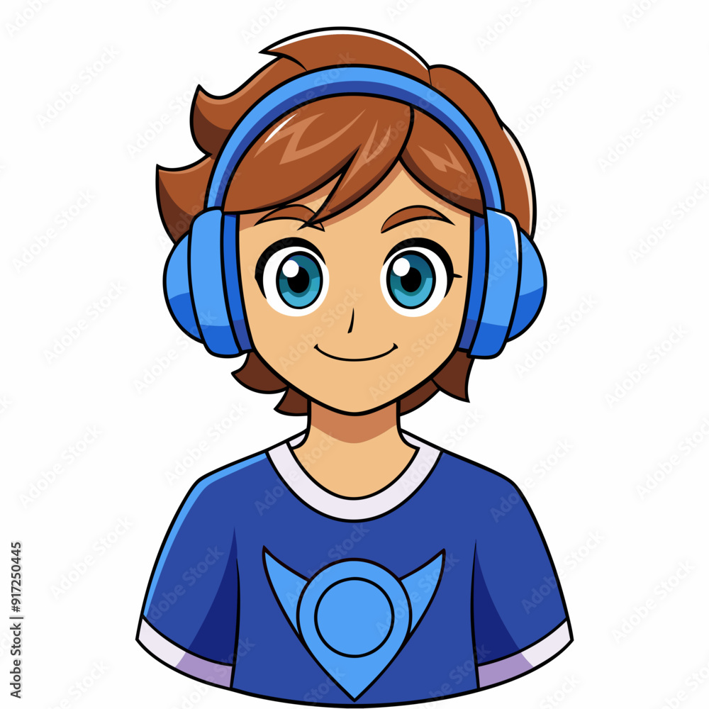 Obraz premium A male witching headphone art vector illustration