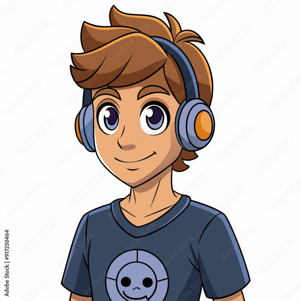 Obraz premium A male witching headphone art vector illustration