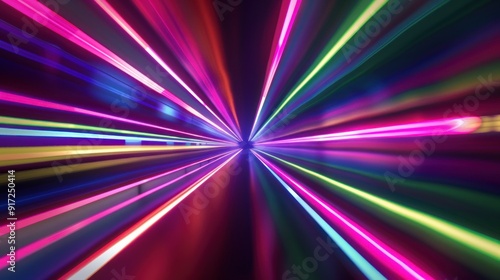 Neon Light Tunnel Abstract Background