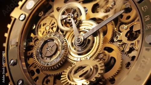 A close-up of a gold watch with a skeleton face. Perfect for highlighting intricate watch design and craftsmanship.