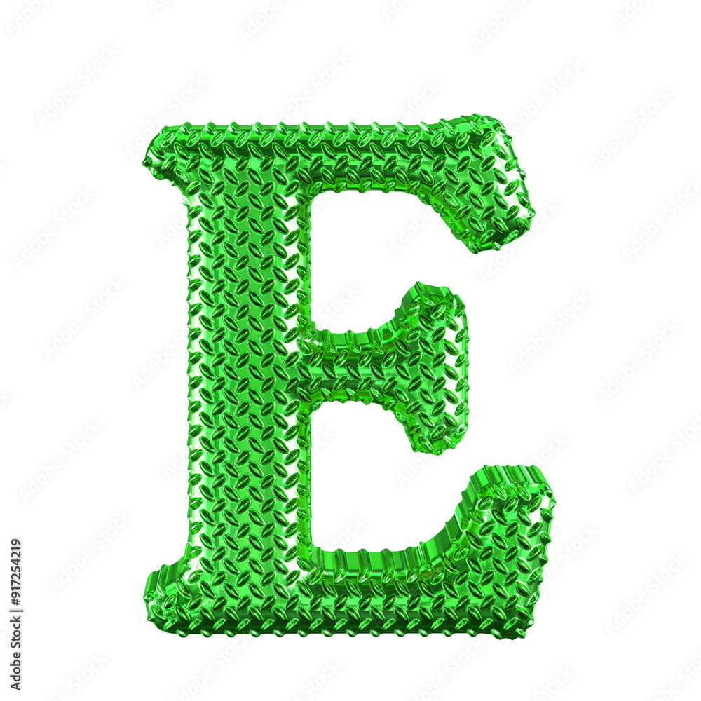 Green ribbed symbol. letter e Green ribbed symbol. letter e