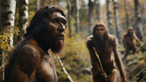 A group of homo sapiens in their natural habitat 40,000 years ago 