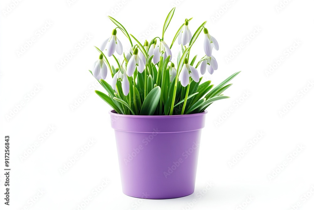 Colorful snowdrop flowers in the pot isolated on a white background Colorful snowdrop flowers in the pot isolated on a white background