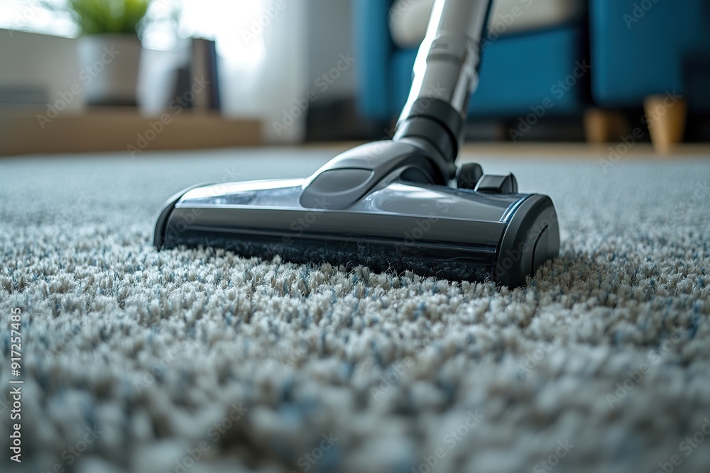 Person Operating Vacuum Cleaner on Carpet Person Operating Vacuum Cleaner on Carpet