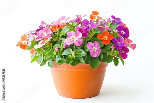 Wallpaper Mural Colorful vinca flowers in the pot isolated on a white background Torontodigital.ca