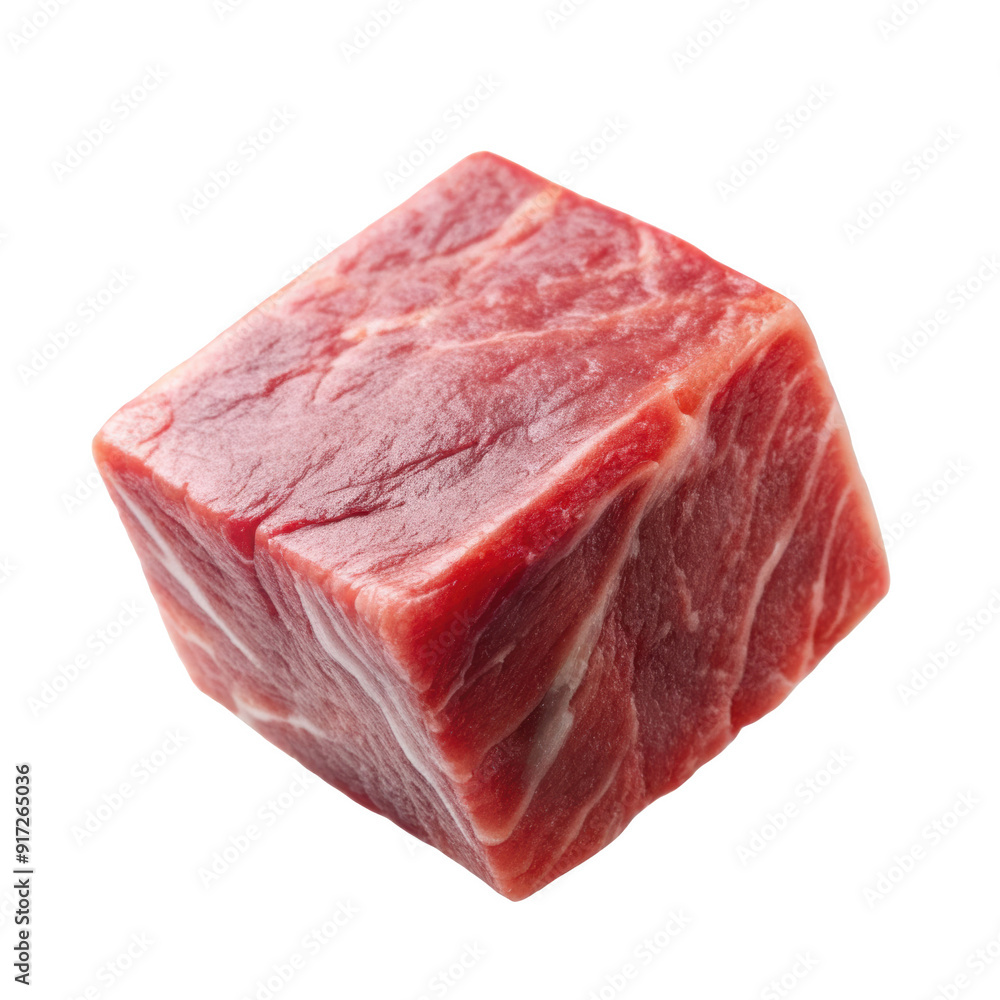 Square cut of raw beef meat with prominent marbling, showcasing the rich red color and tender texture, ideal for culinary preparations and gourmet dishes. Isolated on transparent background, png. Square cut of raw beef meat with prominent marbling, showcasing the rich red color and tender texture, ideal for culinary preparations and gourmet dishes. Isolated on transparent background, png.
