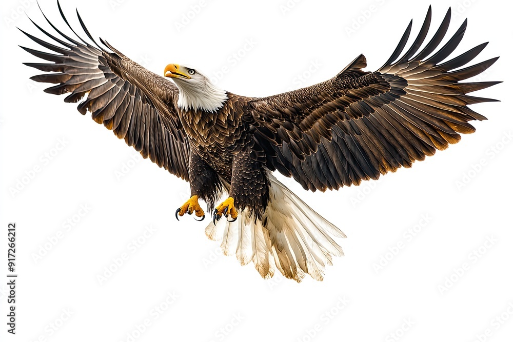 Eagle flying and screeching isolated on a white background Eagle flying and screeching isolated on a white background