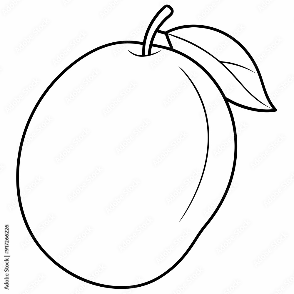 mango  line art  Silhouette Vector illustration

