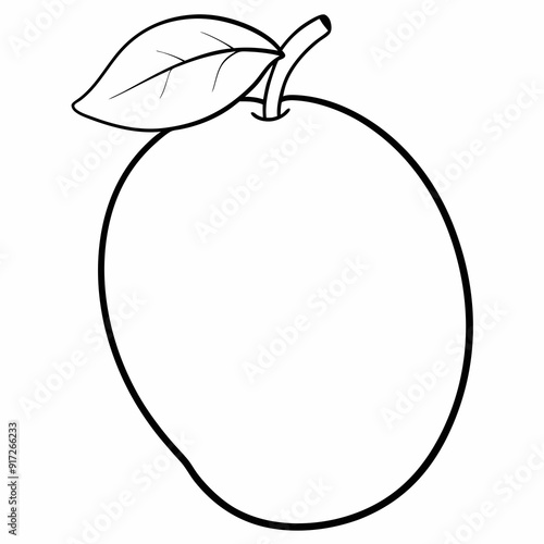 mango  line art  Silhouette Vector illustration
