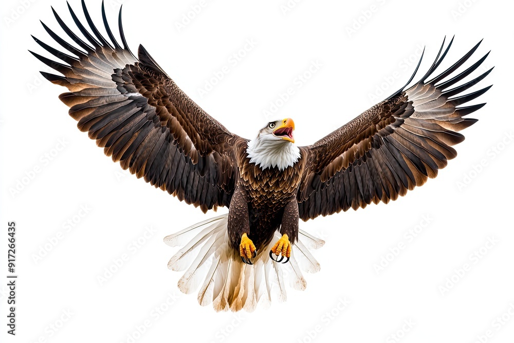 Eagle flying and screeching isolated on a white background Eagle flying and screeching isolated on a white background