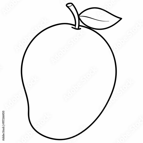 mango  line art  Silhouette Vector illustration
