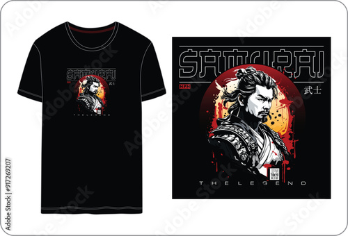 Samurai the legend, typographic Vector design illustration t shirt printing photo