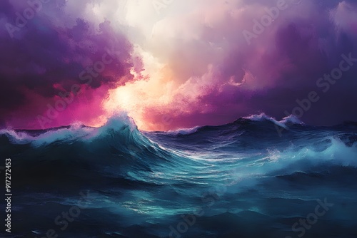 Ocean Waves at Sunset