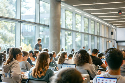 Students engaged in their first university lecture of the year.