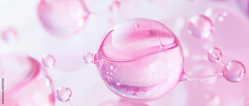 Fototapeta premium Pink Liquid Droplets Suspended in Air