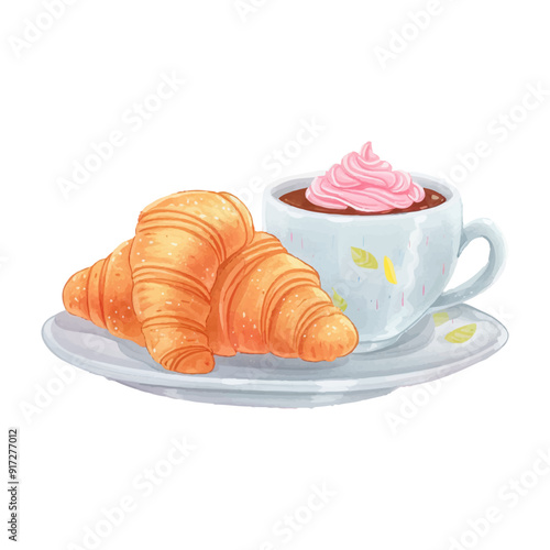 croissant with a coffee white background (14)