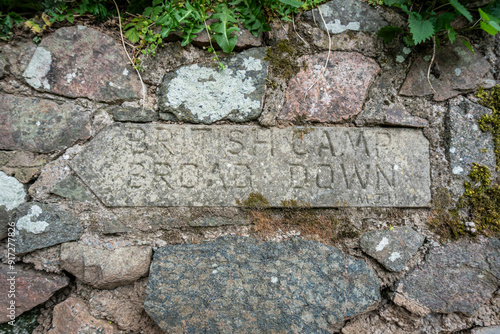 British Camp Sign, Malvern Hills, UK photo