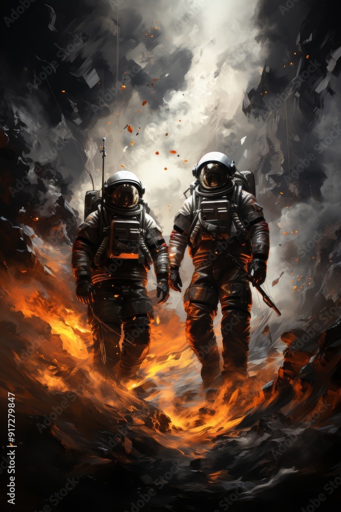 Futuristic Astronaut Explorations in Deep Space and Alien Worlds. Futuristic Astronaut Explorations in Deep Space and Alien Worlds.
