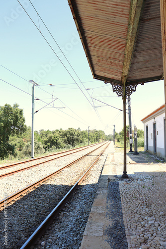 Old São Torcato railway station platform, Coruche, Portugal photo