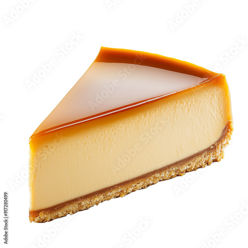 Slice of caramel cheesake photo