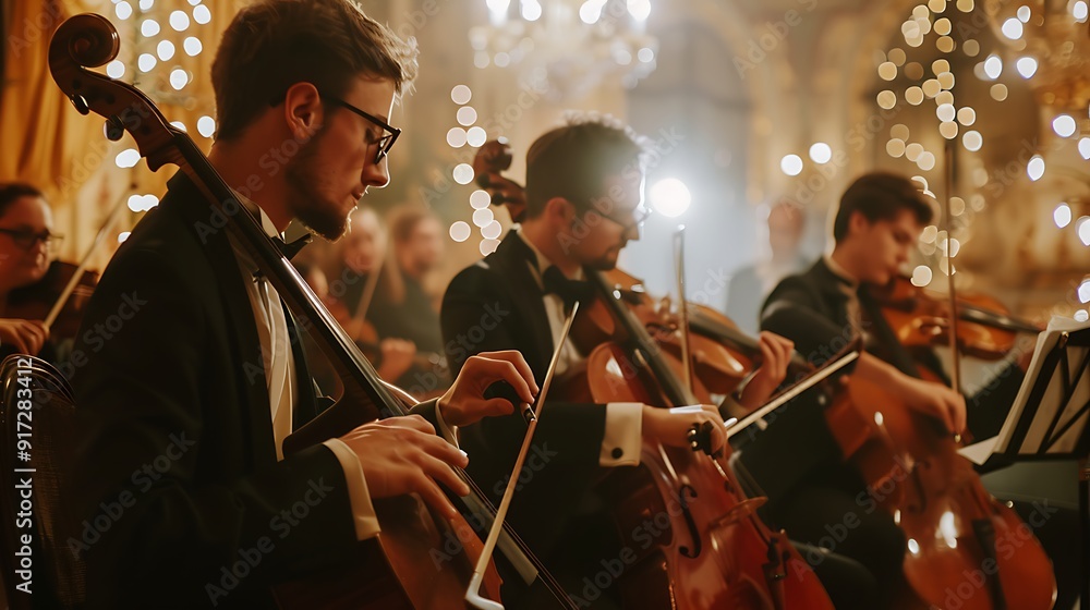Fototapeta premium musicians playing classical instruments at a special and very formal event