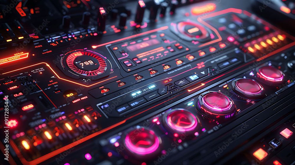 Futuristic interface with a sleek dark background representing midnight illuminated by neon accents Futuristic interface with a sleek dark background representing midnight illuminated by neon accents