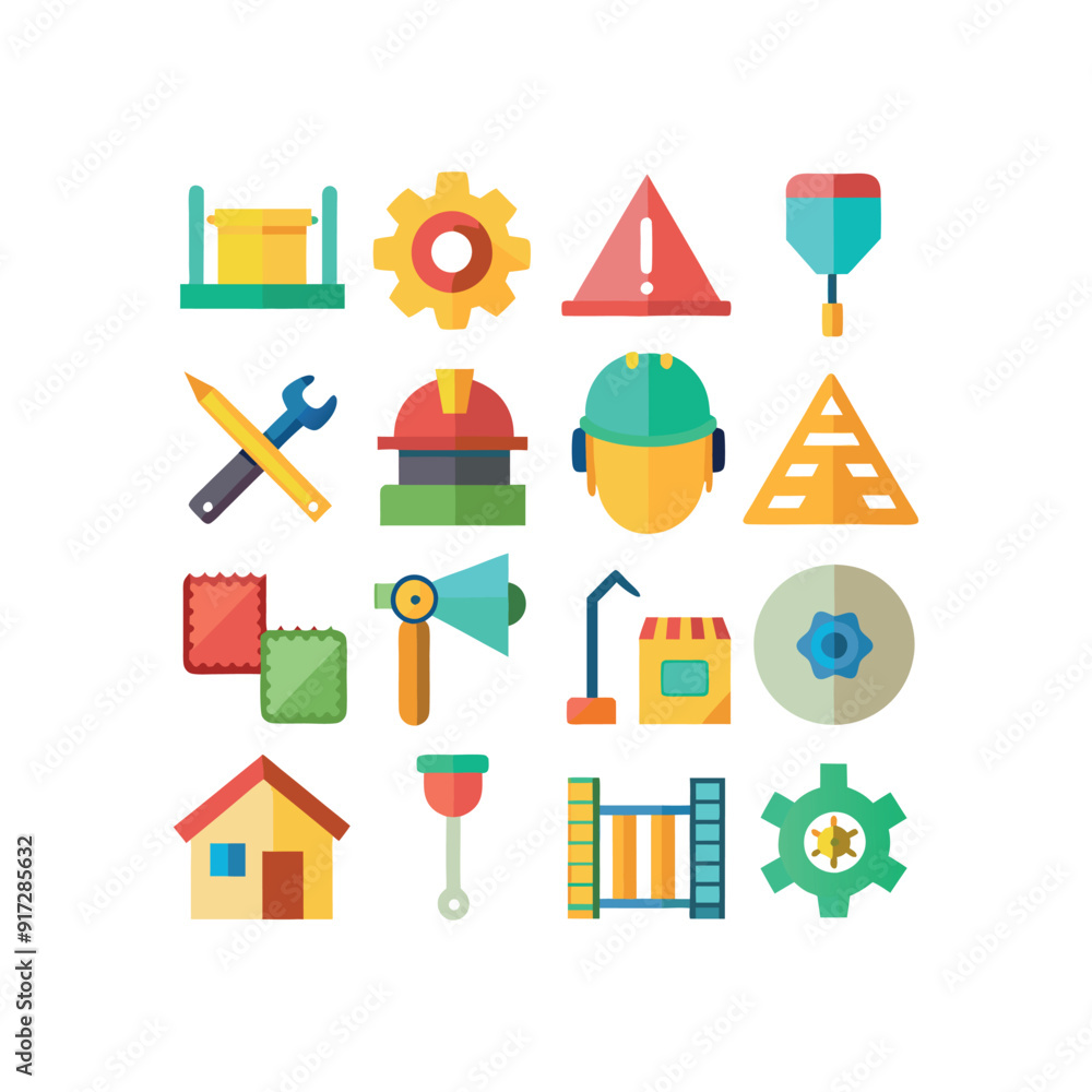A set of construction tools icons vector design illustration template A set of construction tools icons vector design illustration template