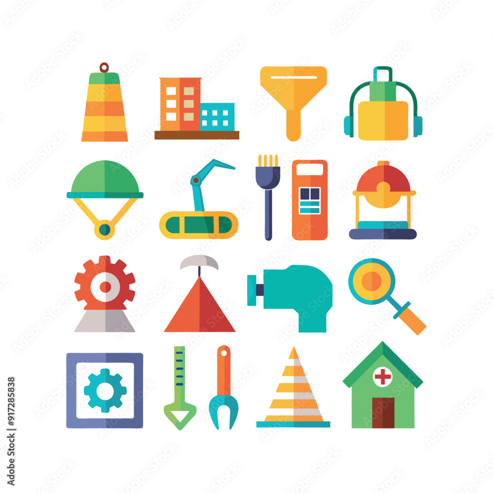 Obraz premium A set of construction tools icons vector design illustration template