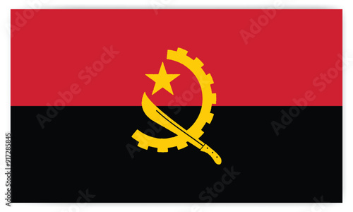 Angola flag official colors and proportion Vector illustration