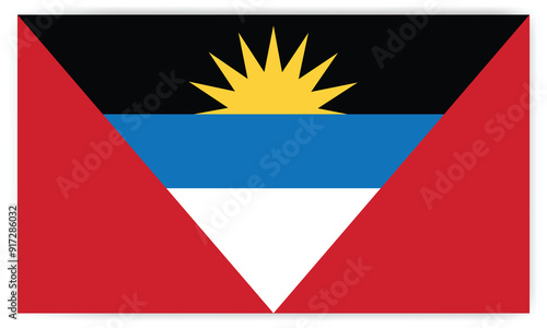 Antigua and Barbuda flag official colors and proportion Vector illustration