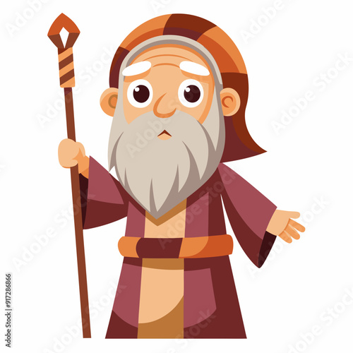 Moses holding wooden staff