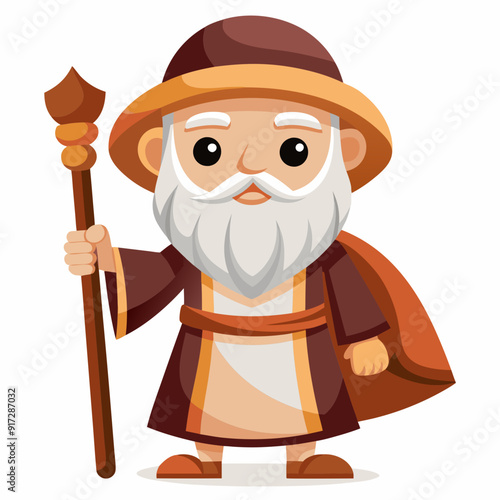 Moses holding wooden staff