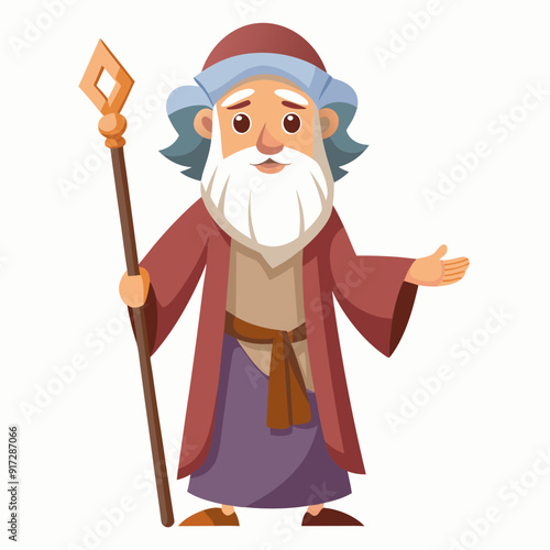 Moses holding wooden staff