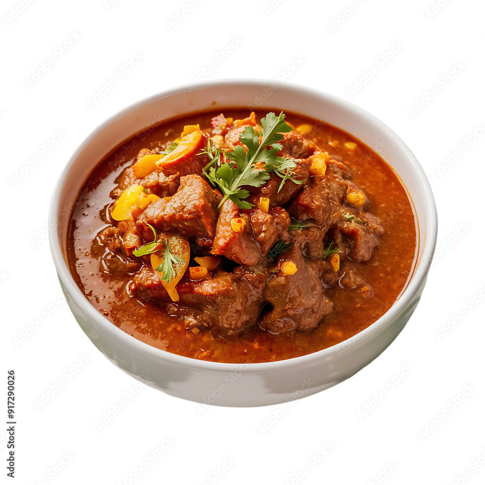 A bowl of Spicy beef curry & beef vindaloo isolated on a transparent background by AI generative A bowl of Spicy beef curry & beef vindaloo isolated on a transparent background by AI generative