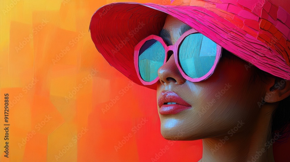 Vibrant Fashion Portrait with Sunglasses Vibrant Fashion Portrait with Sunglasses