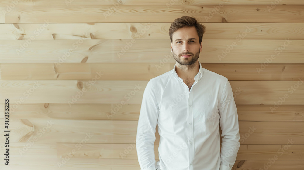 Portrait of a content man in his 30s wearing a classic white shir Portrait of a content man in his 30s wearing a classic white shir