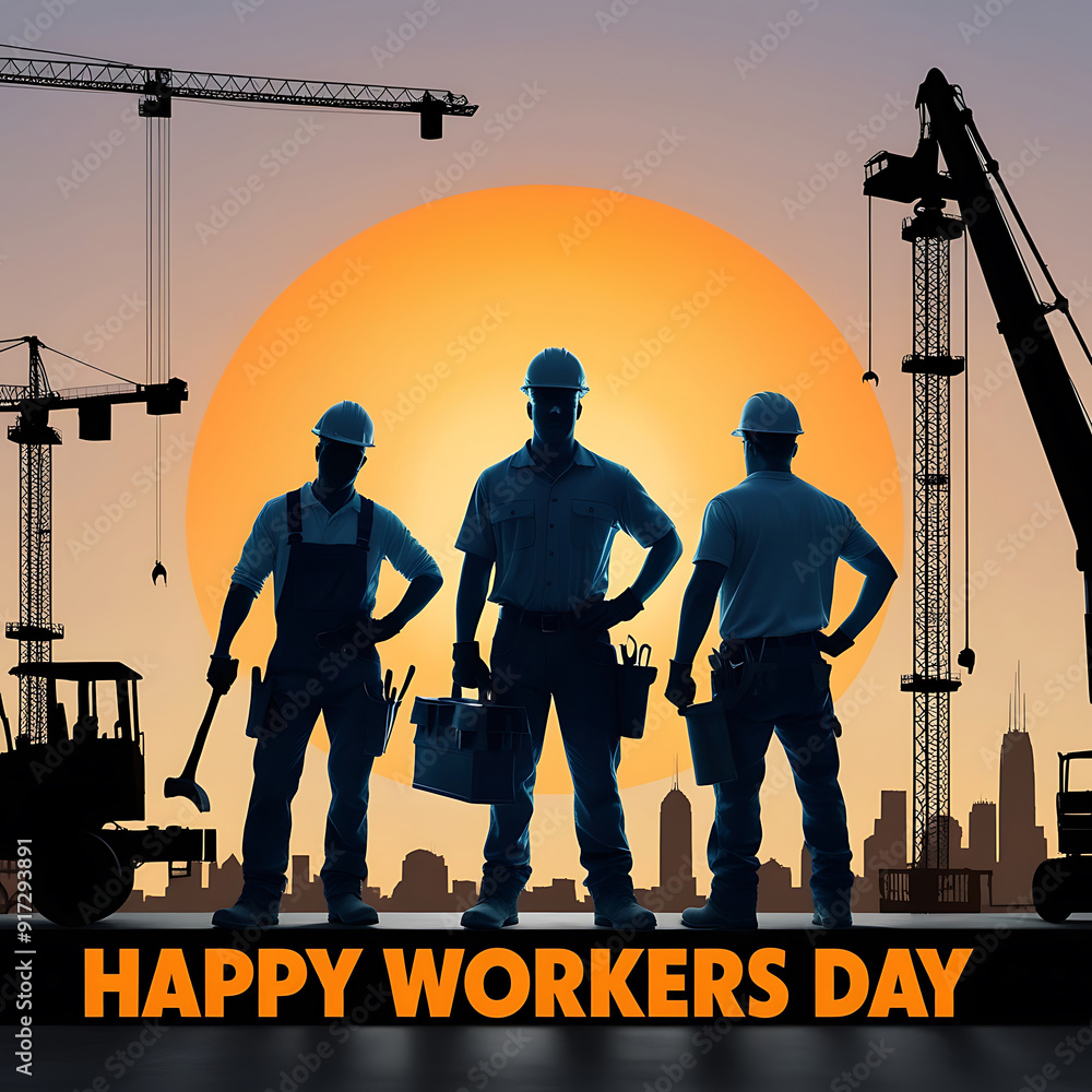 Obraz premium Labour Day concept labour working scene on construction background