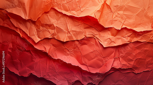 Wallpaper Mural Vermilion crumpled torn paper strips backdrop with textured finish in autumn-winter hues Torontodigital.ca